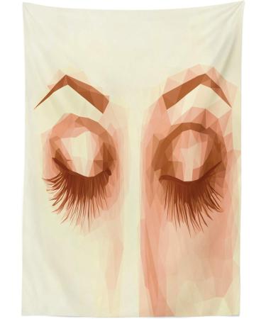 ABAKUHAUS Eyebrow Tablecloth Closed Polygonal Lady Eyes Rectangular Table Linen for Dining Room Kitchen Decor 55" x 67" Cinnamon and Cream - Buy Online on GoSupps.com