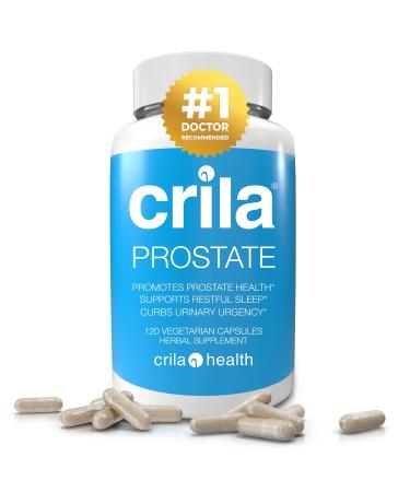 CRILA Prostate Supplements for Men - 120 Ct. I Natural Prostate Health Formula for Fewer Bathroom Trips* & Improved Sleep* Patented Prostate Support with NO Saw Palmetto Extract & NO Side Effects* 120 Count (Pack of 1)
