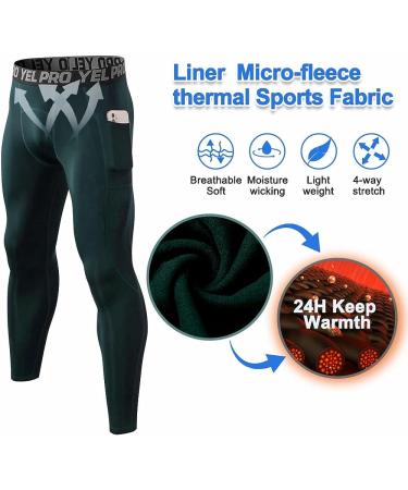 GAOQSEMG Men's Thermal Compression Pants with Pockets - Black/Dark Green - Medium - Buy Online on GoSupps.com