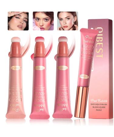 Sitovely Matte Liquid Blush Beauty Wand  3 Colors Cream Blendable & Buildable Cheek Blush with Cushion Applicator  Long Lasting Smooth  Natural-Looking  Lightweight Super Silky Face Blush Stick  Cheek Color