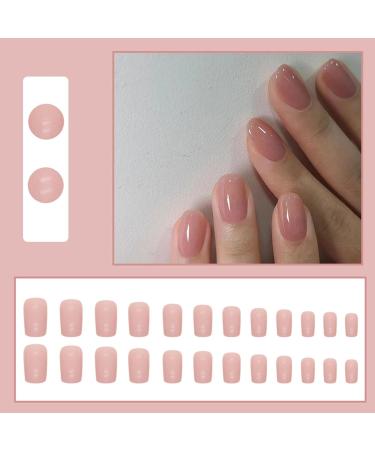 24Pcs Short Almond French Tips Press on False Nails - Nude Pink Fake Nails with Glue Stickers for Women - Reusable Ballerina Acrylic Full Cover Stick on Nails - Buy Online on GoSupps.com