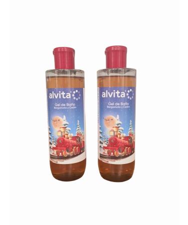 Alvita Bath Gel 250 ml Bergamot and Cedar Scent Christmas Design Special Size Pack of 2