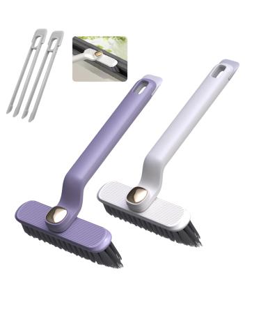 2Pcs 360 Rotatable Cleaning Brush 3 in 1 Crevice Cleaning Brush Hard Bristle Brushes with Tweezer for Small Spaces Cleaning Gap Brush Suitable for Kitchen Sink Windows Groove Tiles Bathroom