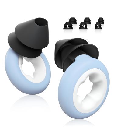 Ear Plugs for Sleeping Noise Reduction Reusable Silicone Ear Plugs for Hearing Protection 6 Ear Tips in S/M/L 33dB Noise Cancelling Earplugs for Sleep Concerts Snoring Work Travel Sky Blue