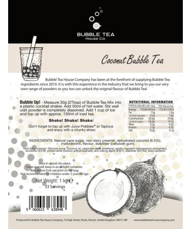 Coconut Bubble Tea Powder (1kg / 33 Servings) - Bubble Tea House Co - Buy Online on GoSupps.com