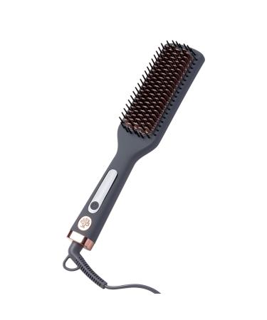 Hairitage Smooth Sailing Heated Ceramic Straightening Brush for Straightening Detangling + Blowouts - Smooths Fly Aways + Anti-Frizz - Ceramic Tourmaline - for All Hair Types - Hot Styling Brush
