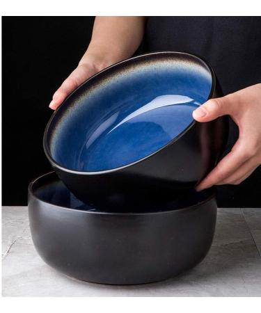 Snack Dip Bowls Dishware Household Kiln Glaze Blue Bowl 8 Inch Ceramic Soup Bowl Ramen Bowl Creative Compatible with Kitchen Restaurant Gifts - Buy Online on GoSupps.com