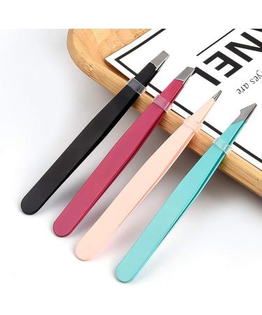 MADOC 4 Pieces Eyebrow Tweezers Coloured Stainless Steel Tweezers Fine Hair Extractor - Buy Online on GoSupps.com