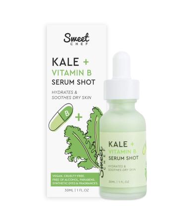 Sweet Chef Kale + Vitamin B Serum Shot - Hydrating Antioxidant-Rich Facial Serum with Vitamin B + Aloe Vera for Moisturizing + Soothes Dry Skin for a Radiant Glow - Vegan (30ml / 1 fl oz)