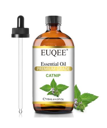 EUQEE 118ML Catnip Essential Oil, Pure & Fresh Herbal Aroma Catnip Essential Oil with Glass Dropper Great for Air Refresher, Massage, Diffuser, DIY Soap, Candle Making, Aromatherapy, Sleep