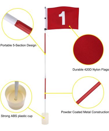 KINGTOP 6ft Golf Flagsticks Pro Set - Red Hole Cup Flags for Driving Range and Backyard - Buy Online on GoSupps.com