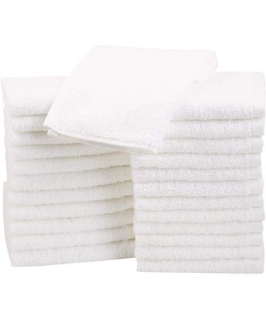 Amazon Basics Fast Drying, Extra Absorbent, Terry Cotton Washcloths - Pack of 24, White, 12 x 12-Inch White 12 x 12 inches Washcloth set