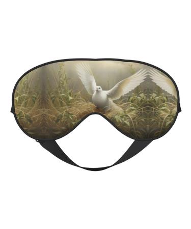 SSIMOO Grass and Dove Print Ultra-Soft Light-Blocking Eye Mask for Optimal Comfort and Restful Sleep Black