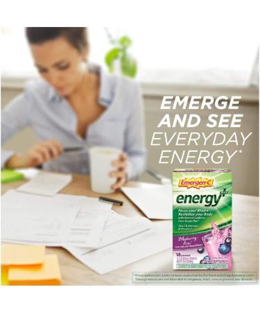 Emergen-C Energy+ Drink Mix - B Vitamins, Vitamin C & Natural Caffeine | Blueberry Acai Flavor (18 Pack) - Buy Online on GoSupps.com