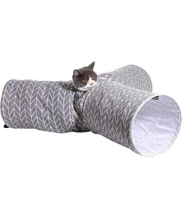 Collapsible Cat Tunnel Toy - 3-Way Play Fun for Cats, Rabbits, Kittens - Gray Arrow Design - Buy Online on GoSupps.com