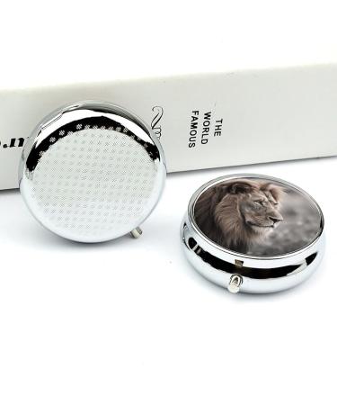 Portable 3 Compartment Pill Box - Wildlife Lion Travel Organizer for Purse & Pocket - Buy Online on GoSupps.com