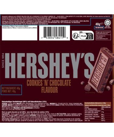  Hershey's Hershey's Cookies 'n' Chocolate Pack of 24 (24 x 40g) - Soft Melting Whole Milk Chocolate with Crunchy Cookie Chunks - Buy Online on GoSupps.com