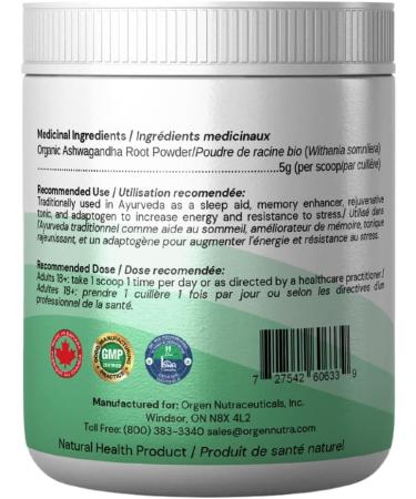 Organic Ashwagandha Powder 227g Helps relieve stress aids sleep supports memory and cognitive health - Buy Online on GoSupps.com