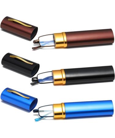 Hubeye 3 Pairs Metal Reading Glasses - Compact & Lightweight with Spring Hinges - Classic Design 3.50 Diopters - Black/Brown/Blue - International Shipping Available - Buy Online on GoSupps.com