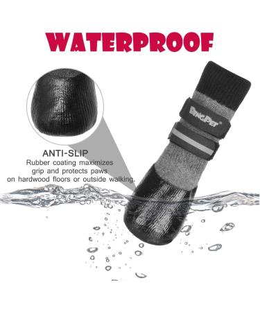BINGPET Dog Socks - Outdoor Anti Slip Paw Protector for Hardwood Floors, Waterproof with Reflective Straps, Traction Control - Grey, Large - Buy Online on GoSupps.com