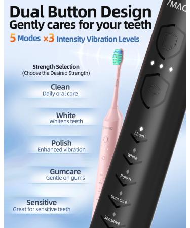 Buy Sonic Electric Toothbrush for Adults - 5 Modes 40 000 VPM 12 Brush Heads Waterproof & Long Battery Life - Perfect for Fresh Breath Worldwide - Buy Online on GoSupps.com