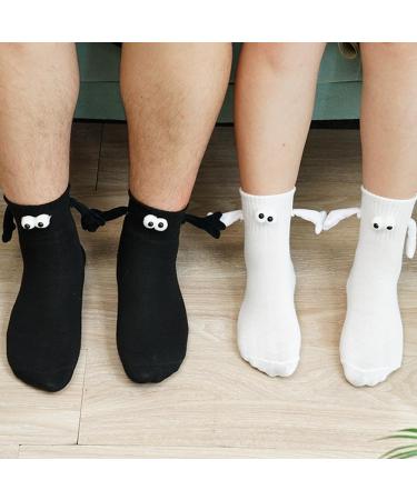 Magnetic 3D Doll Couple Socks | Funny Novelty Socks for Men & Women | Cute Casual White+Black Design - Buy Online on GoSupps.com