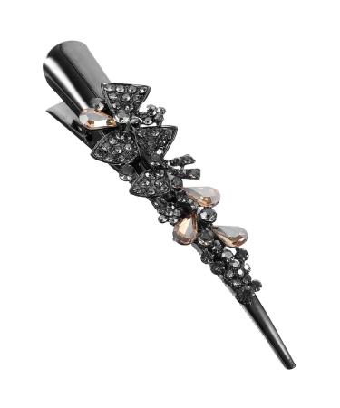 FRCOLOR Retro Large Rhinestone Metal Horn Clip Headband Clip Crystal Hair Accessory (style Four Ink Blue) Hair Accessories for Girls Hair Barrettes Vintage Rhinestones Tool Miss