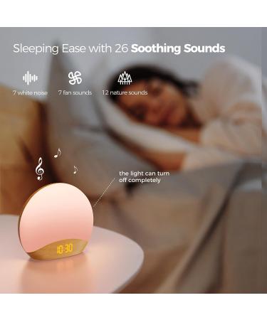 Housbay White Noise Machine Sunrise Alarm Clock with 26 Natural Sounds - Gentle Wake Up & Sleep Aid for Adults - Wooden Design - Buy Online on GoSupps.com