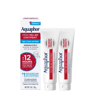 Aquaphor Children's Itch Relief Ointment, 1% Hydrocortisone Anti-Itch Ointment, 1 Oz Tube (Pack of 2)