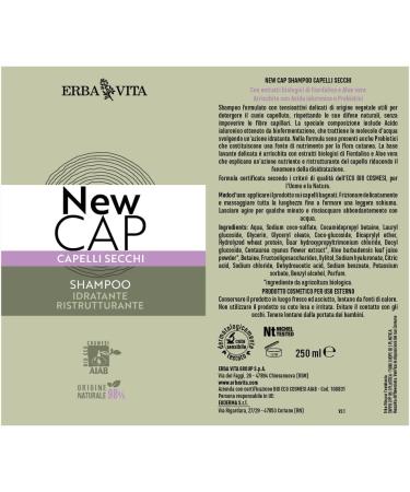  Erba Vita ERBA VITA Newcap Shampoo for dry hair cosmetic product with specific formulation to respect natural defenses - 250 ml - Buy Online on GoSupps.com