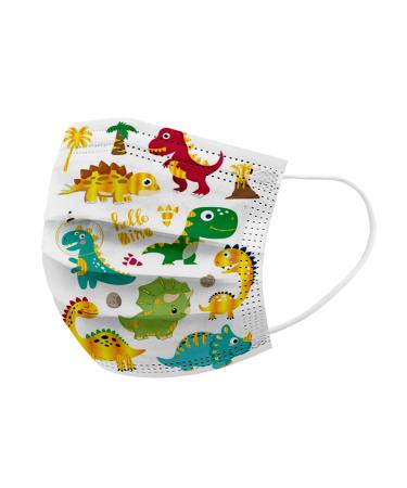 Fancy 50 pieces children mouth protection disposable 3-layer with motif colored mouth nose protection cartoon print dinosaurs outdoor protection dust or