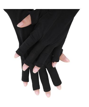 simarro Anti-UV Gloves for Gel Nail Lamp Professional UPF50+ UV Protection Gloves for Manicures UV Sun Protection Fingerless Gloves Protect Hands from UV for Light(Black Fingerless)