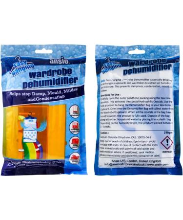 Ansio Wardrobe Air Dipper - 6 Pack Hanging Bag for Humidity Control & Moisture Trap - Ideal for Bedroom Caravan Bathroom Basement & Office - Buy Online on GoSupps.com