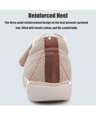 Men's Edema Shoes for Swollen Feet - Wide Width Diabetic Shoes with Velcro Closure | Lightweight Non-Slip Walking Shoe for Elderly - Beige Si W10/M9 - Buy Online on GoSupps.com