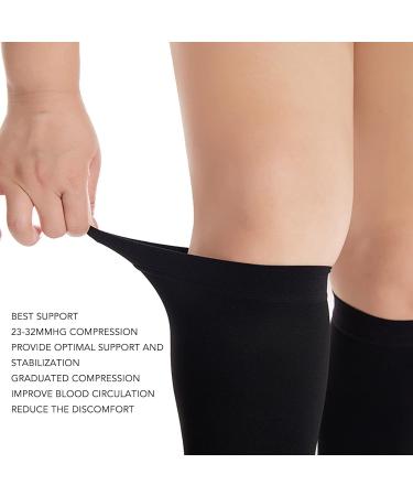 Buy Plus Size Knee High Compression Support Stockings for Varicose Veins - 23-32 mmHg Black (4XL) - International Shipping Available - Buy Online on GoSupps.com