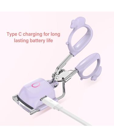 Sonew Heated Eyelash Curler Fast Charging Electric Eyelash Curler Long Lasting Curling with Metal Electric Heat 2 in 1 for Women and Girls (Purple) - Buy Online on GoSupps.com