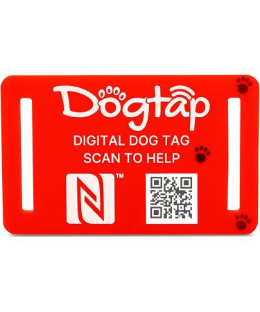 DogTap Light Big - Waterproof Silicone Tag for Medium to Large Dogs | NFC Chip & QR Code for Easy Contact | 67x40 mm Red - Buy Online on GoSupps.com