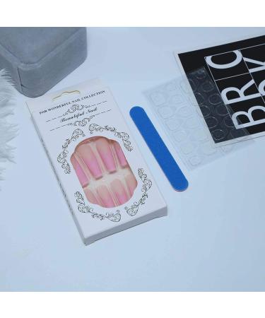 Yheakne V-Shape Artificial Fingernails - Shiny Pink Lace French Ballerina Full Cover - 24 Pieces for Women & Girls - Buy Online on GoSupps.com