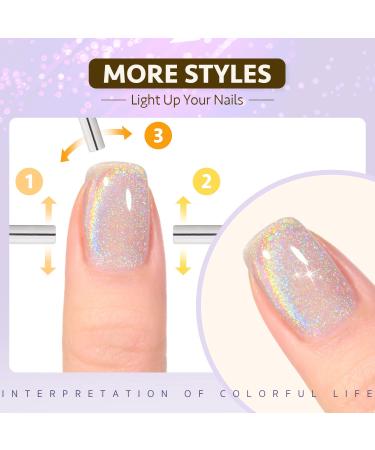 GAOY Cat Eye Gel Nail Polish - Glitter Holographic UV Gel 16ml Reflective Translucent Nail Art in Silver Rainbow (1394) - International Shipping Available - Buy Online on GoSupps.com