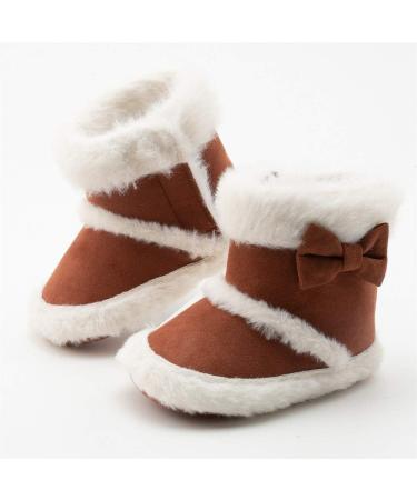 Sonsage Infant Snow Boots - Soft Anti-Skid Sole Ankle Booties for Newborns - Winter Warm Crib Shoes 0-6 Months (Brown) - Buy Online on GoSupps.com