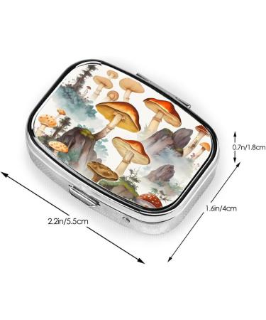 Japanese Mushroom Painting Pill Case | Cute 2 Compartment Travel Organizer | Small Pill Box for Purse & Gifts - Buy Online on GoSupps.com