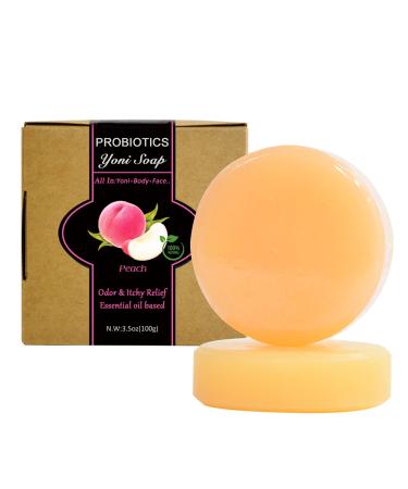Aromlife Yoni Bar Soap with Probiotics for Women Vaginal Cleanse Wetness and Ph Balanced Yoni Odor Removal Feminine Vulva Wash Soap (Peach)