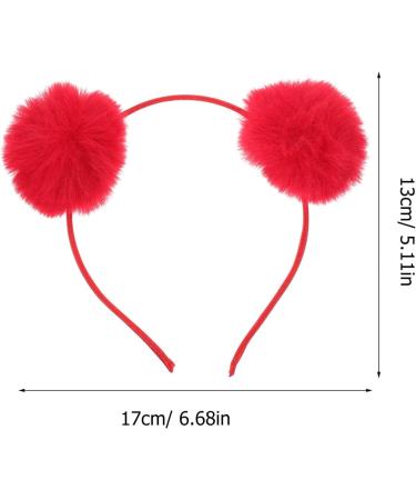 minkissy Plush Ball Headband Fluffy Pom Pom Headband Cat Ear Headpieces Christmas Party Hair Accessory for Women Kids Red - Buy Online on GoSupps.com