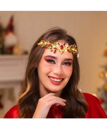 IYOU Light Up Deer Crown Red Crystal Christmas Fairy Headband Led Rhinestone Costume Xmas Hair Accessories for Women - Buy Online on GoSupps.com