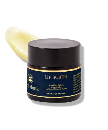 Leaf Monk Ayurvedic Lip Scrub | Exfoliating Moisturizing And Healing Chapped Lips Skin | Made with Saffron - Cane Sugar - Clarified Butter - Forest Honey - 10 GRAM