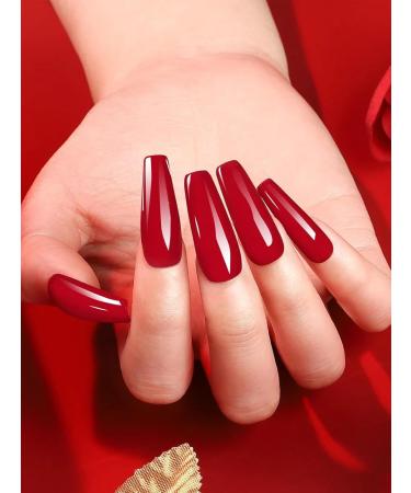 Kalolary 20Pcs Gel Nail Polish Stickers - Jujube Red Full Wraps with UV/LED Cure - Nail Strips for Women & Girls - Buy Online on GoSupps.com