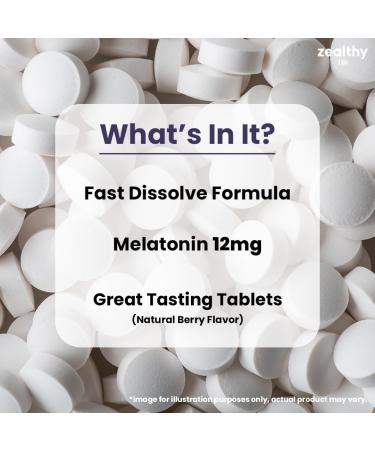 Z Zealthy Life Melatonin 12mg Fast Dissolve Tablets Natural Berry Flavor 100 Count Extra Strength Sleep Support for Adults Non-Habit Forming 100-Day Supply - Buy Online on GoSupps.com