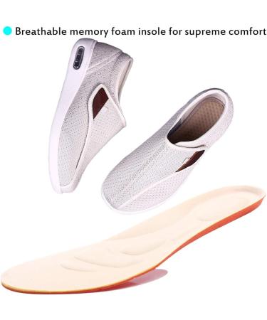 Mei MACLEOD Wide Diabetic Sneakers for Seniors - Adjustable Strap Closure, Arch Support, Lightweight, 5.5 Wide Beige - Buy Online on GoSupps.com