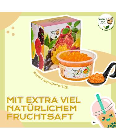 Bubble Tea Express - Fruity Popping Boba Pearls Mango 490g | Vegan & Gluten-Free | Delicious Fruit Juice Beads for Perfect Bubble Tea - Buy Online on GoSupps.com