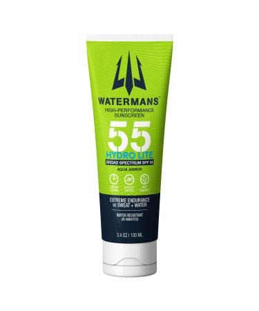 WATERMAN'S Hyrdo Lite SPF 55 Broad Spectrum Reef Safe Sunscreen for Face and Body Fragrance-Free Oxybenzone Free - 3.4oz